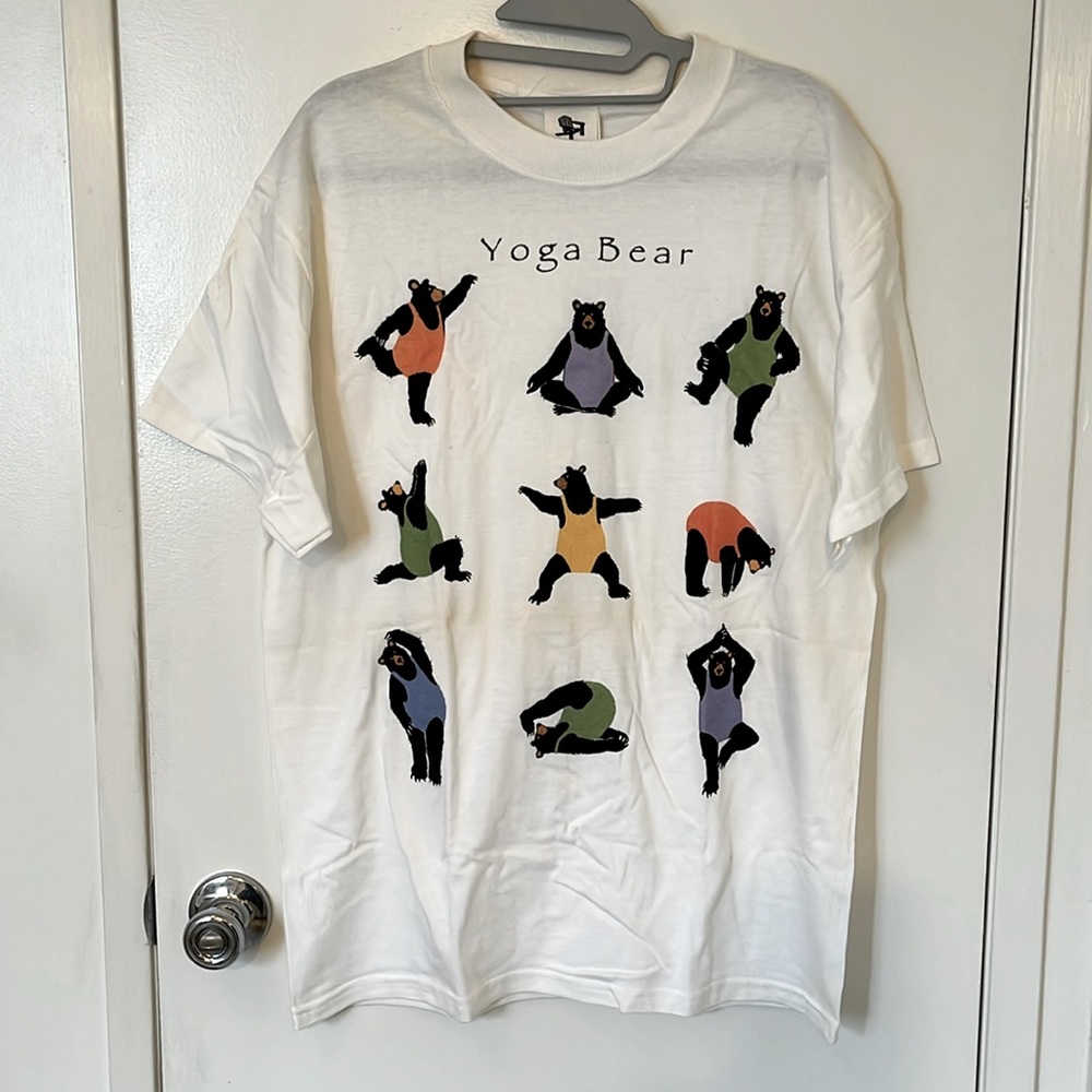 “Yoga Bear” white t-shirt